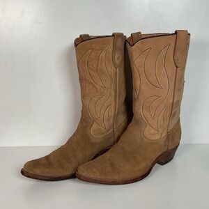 Vintage 1960s Rough Out Suede Cowboy Boots 10 D USA Made